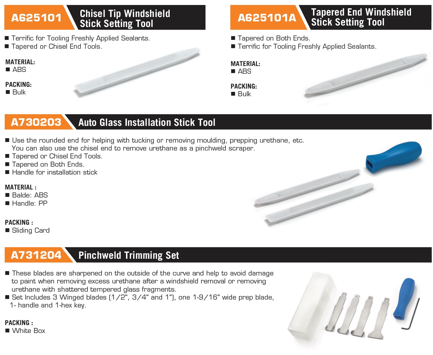 A625101 Chisel Tip Windshield Stick Setting Tool